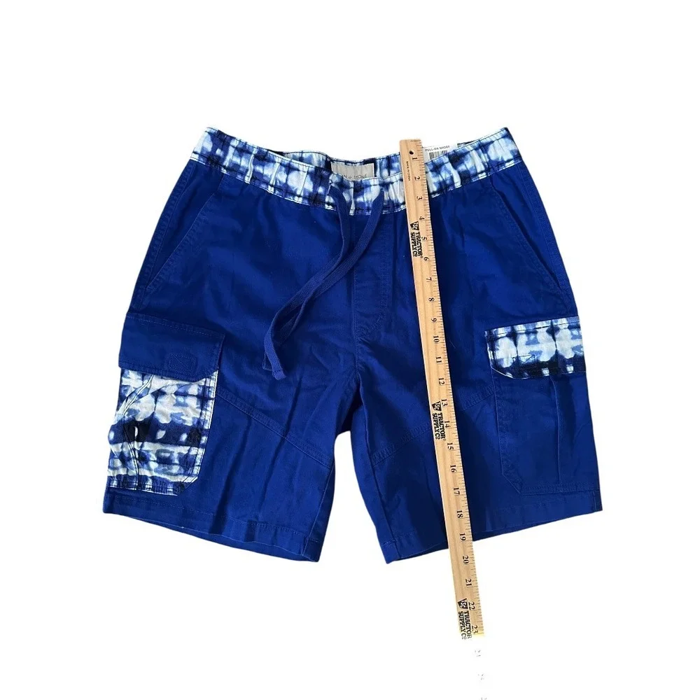 Sun + Stone Mens Coastal Blue‎ Tie Dye Cargo Pull On Shorts Medium 100124752MN